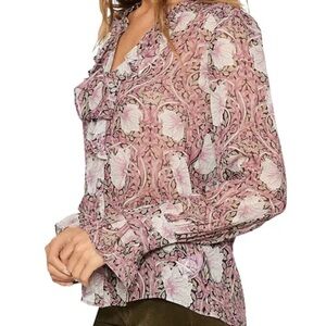 PAIGE 100% Silk Arianne Blouse with Pink, Mauve, and Brown